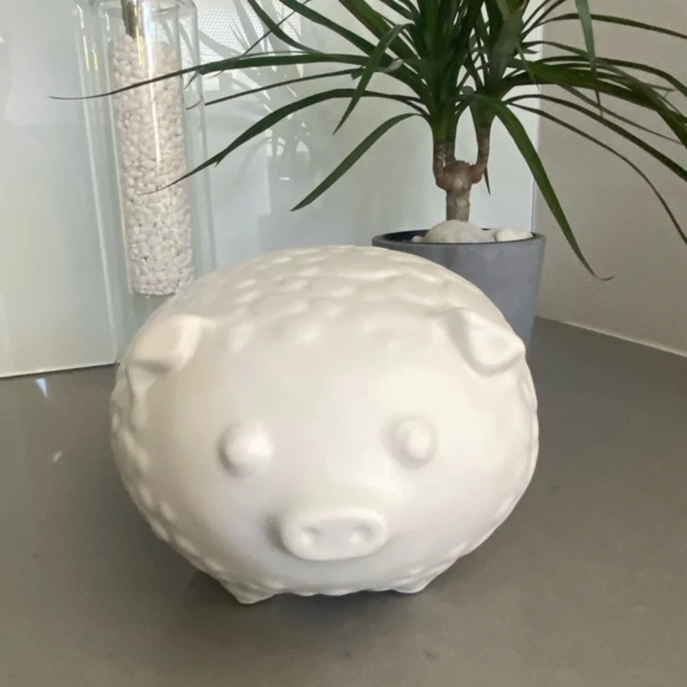White Ceramic Pig Decor
